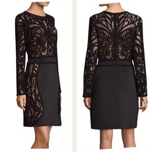 •Tadashi Shoji• Black Lace Paneled Dress